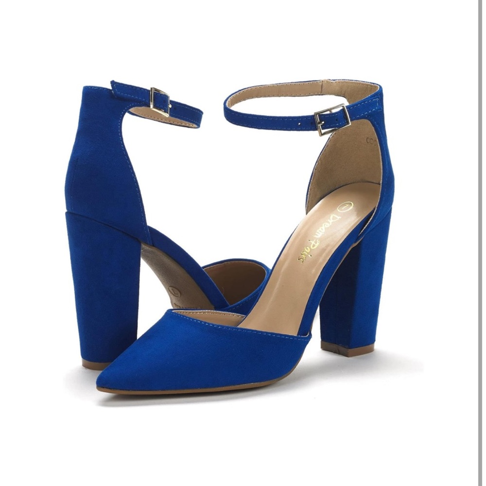 DREAM PAIRS Women's Coco Pointed‎ Toe High Heels Pump Shoes-Size:8.5 Blue Suede